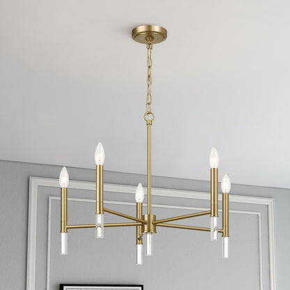 Courtyard - 5 Light Candle Chandelier - Clear / Gold