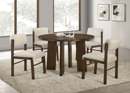 Strouse 5-piece Dining Set Cream and Walnut