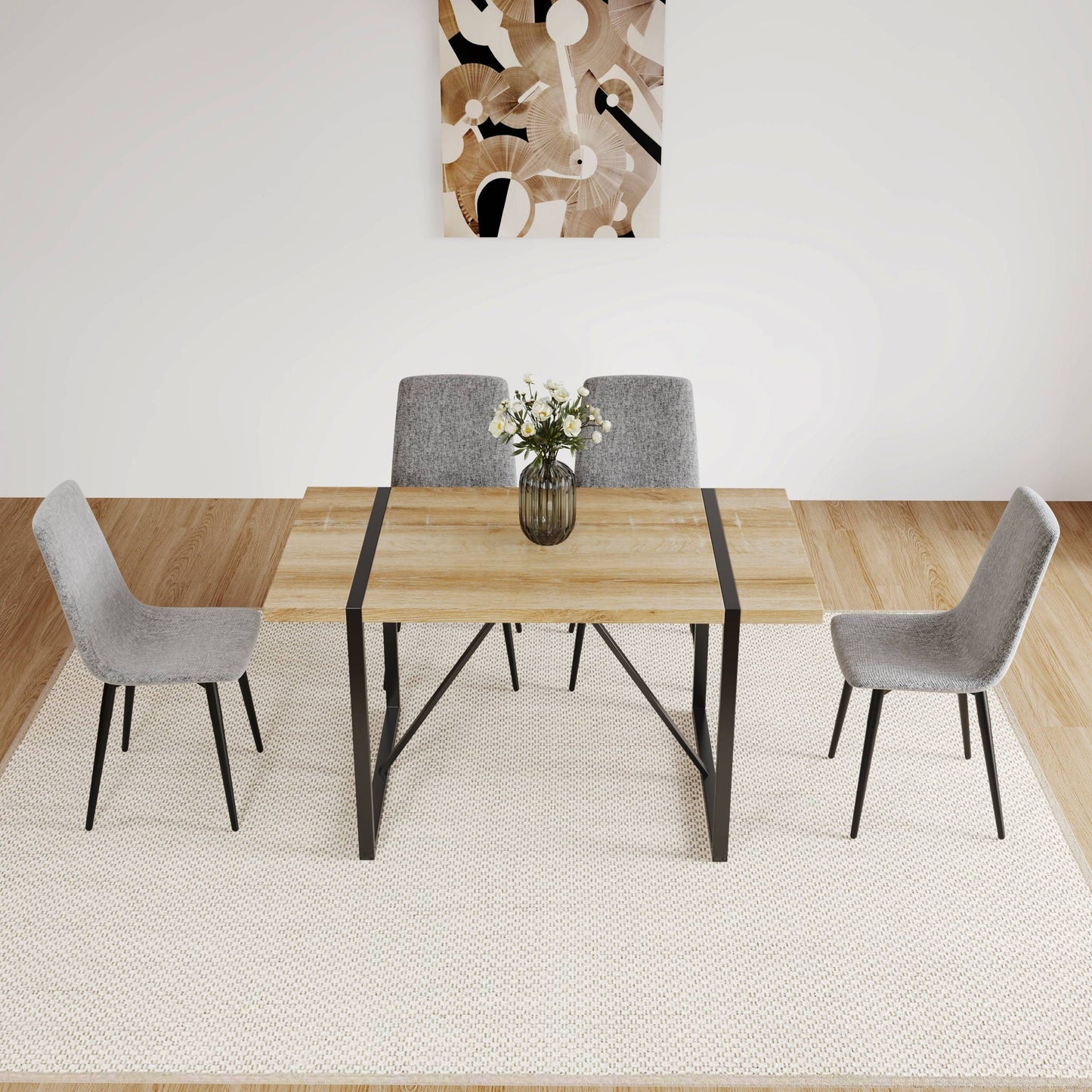 Modern Upholstered Dining Chairs With Cushion Seat And Sturdy Legs (Set of 4)