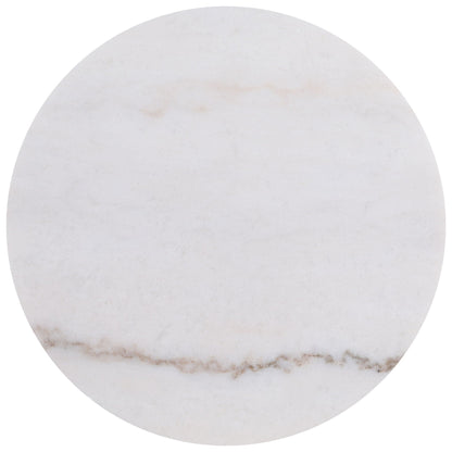 Jason Round White Marble Top Side End Table Honey Brown