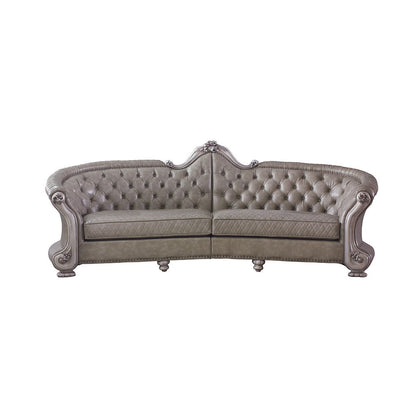 Dresden - 43" Sofa With 5 Pillows - Synthetic Leather & Vintage Bone White
