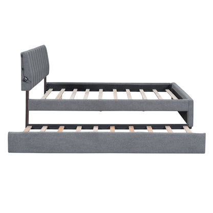 Upholstered Platform Bed With Trundle