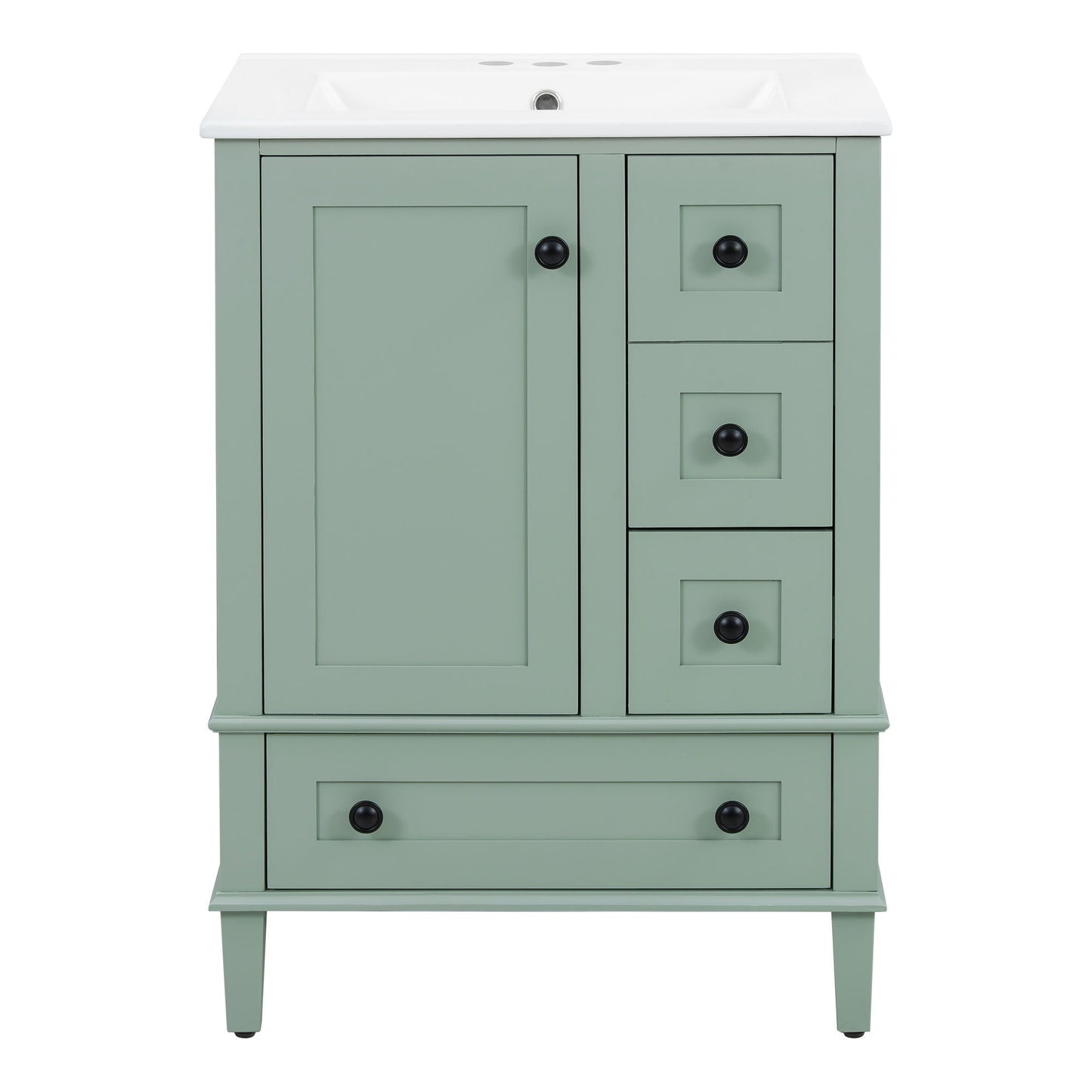 Bathroom Vanity With Integrated Basin, Soft Close Drawers, Door Mounted Double Layer Shelf