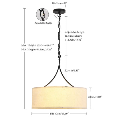 3 Light Drum Pendant Light