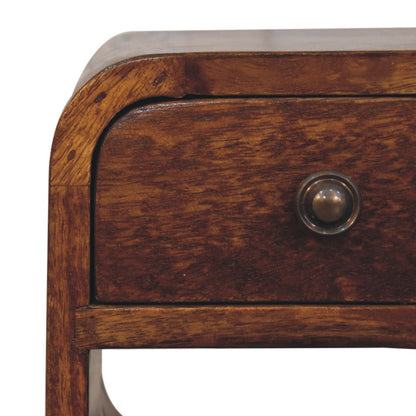 Mini California Curved Nightstand Wth Lower Slot