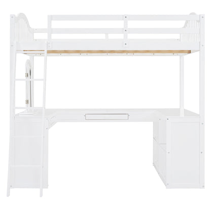 Loft Bed With Drawers, Cabinet, Shelves With Desk