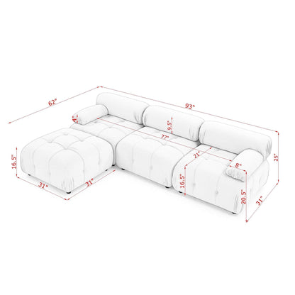 Modular Sectional Sofa, Button Tufted Design With Diy L-Shaped Layout, Reversible Ottoman