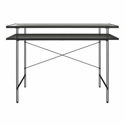 Vance - Computer Desk With Fluted Glass Desktop - Black
