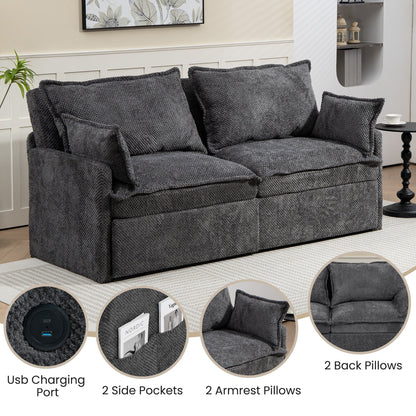 Pull Out Sofa Bed, Convertible Sleeper Sofa Couch, Side Storage, And USB / C - Type Charging Ports Chair