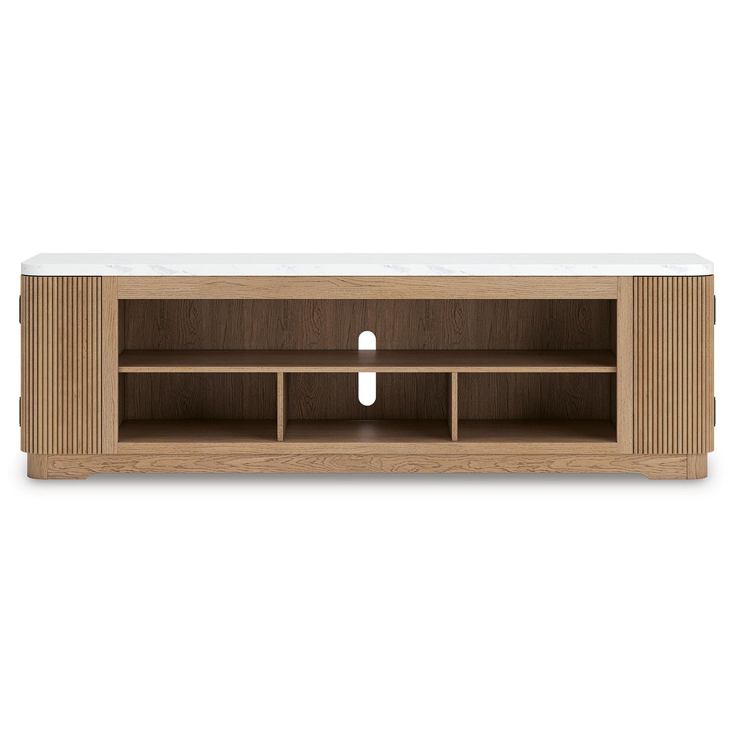 Camdill - XL TV Stand With Fireplace Option - Light Brown