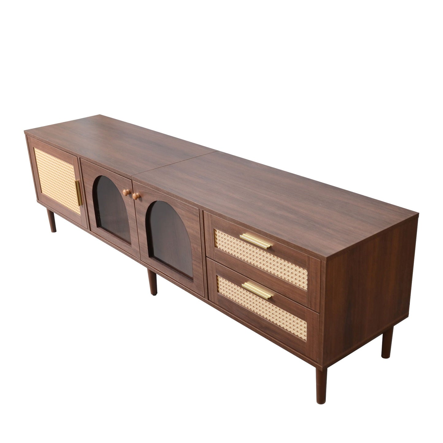 TV Stand With App-Controlled LED Lights, 2 Drawers & Door Storage