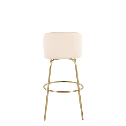 Toriano - Contemporary Fixed Height Barstool With Swivel And Round Footrest (Set of 2)