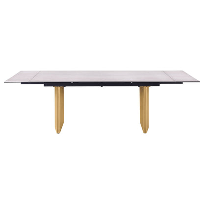 Vesa 97-inch Glass Top Extension Dining Table Beige