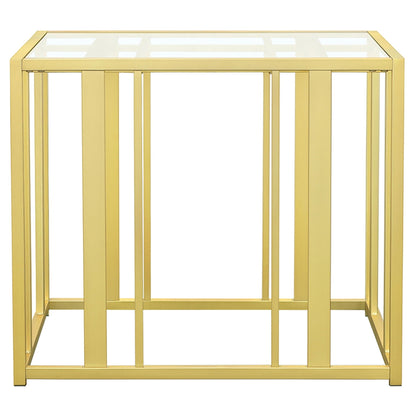 Adri Rectangular Glass Top Side End Table Matte Brass