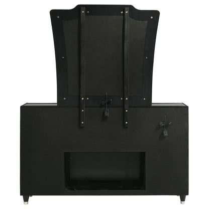 Lorient 8-drawer LED Flame Box Dresser and Mirror Black