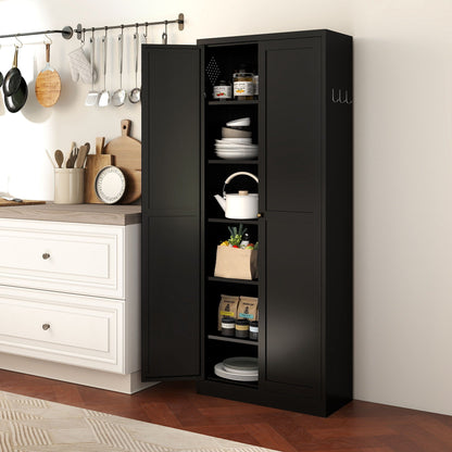 Kitchen Pantry Cabinet With 4 Adjustable Shelves, Heavy Duty Freestanding Organizer