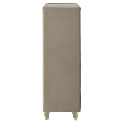 Lorient 5-drawer LED Chest of Drawers Ivory and Camel