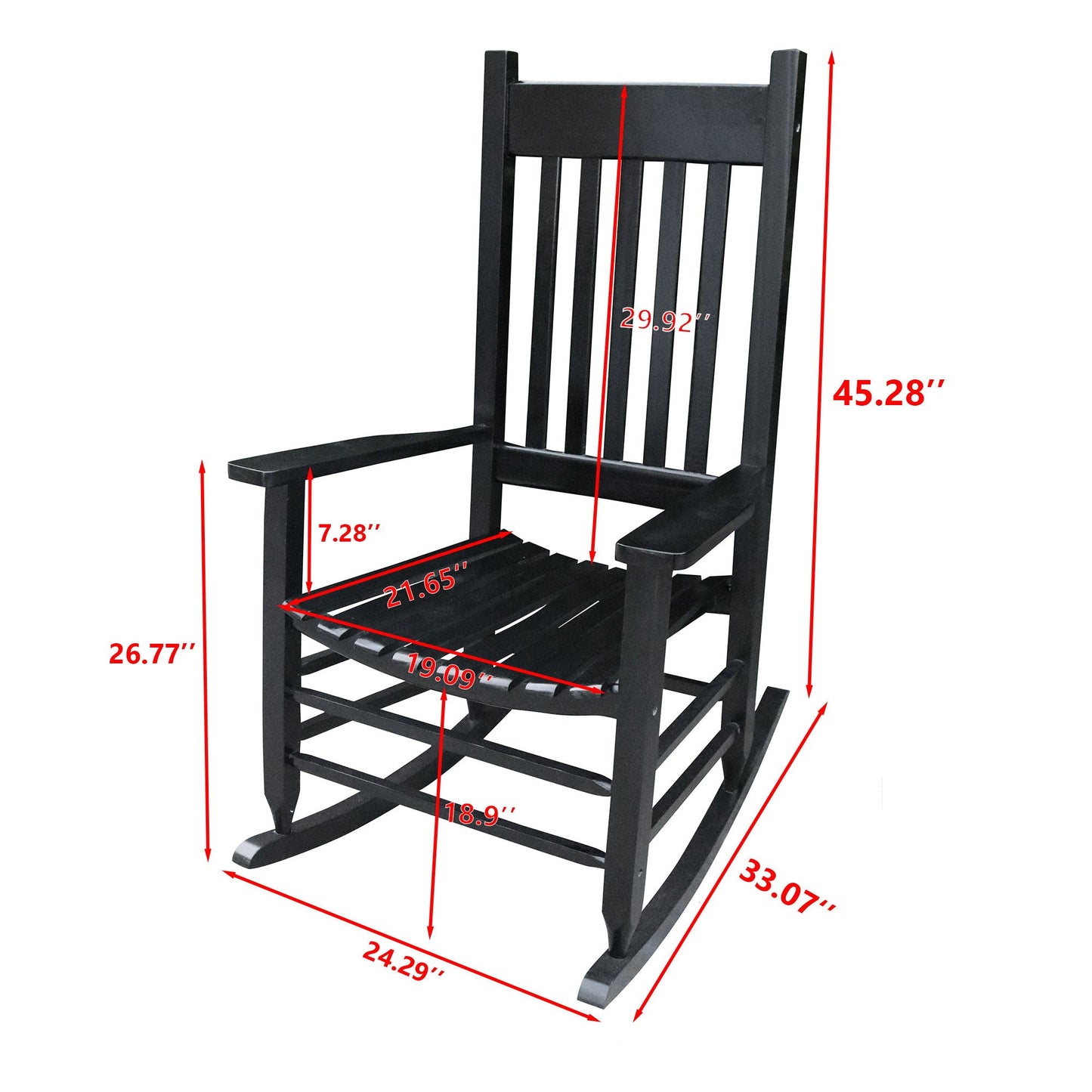 Classic Wooden Porch Rocker Chair Populus Wood Comfortable Design