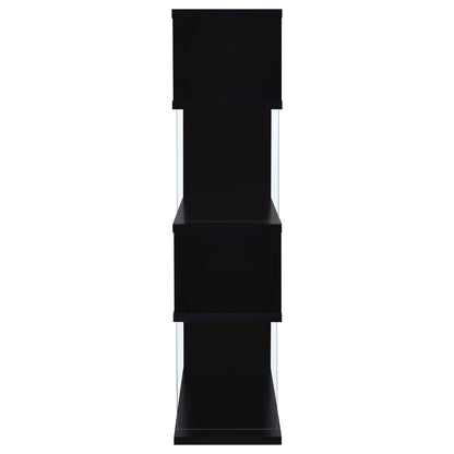 Emelle 63-inch 4-shelf Glass Panel Bookshelf Black