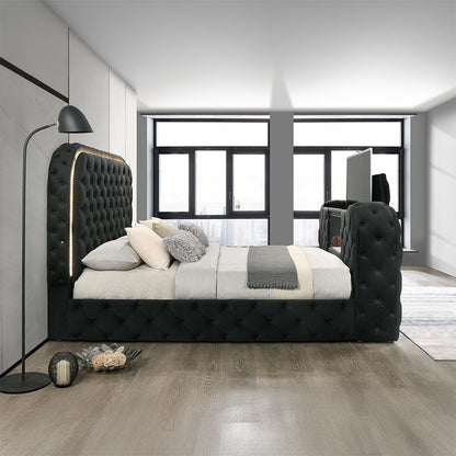 Kana - Bed With LED, Fireplace & TV Stand