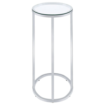 Kyle Oval Glass Top C-Shaped Sofa Side Table Chrome