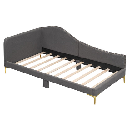Upholstered Daybed With Headboard And Armrest, Support Legs