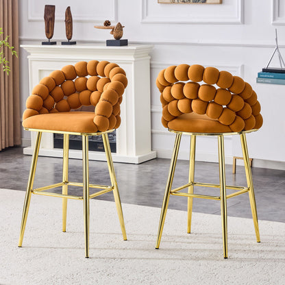 Bubble, Ball Chain Tufted Bar Chairs For Kitchen Island & Home Bar (Set of 2)