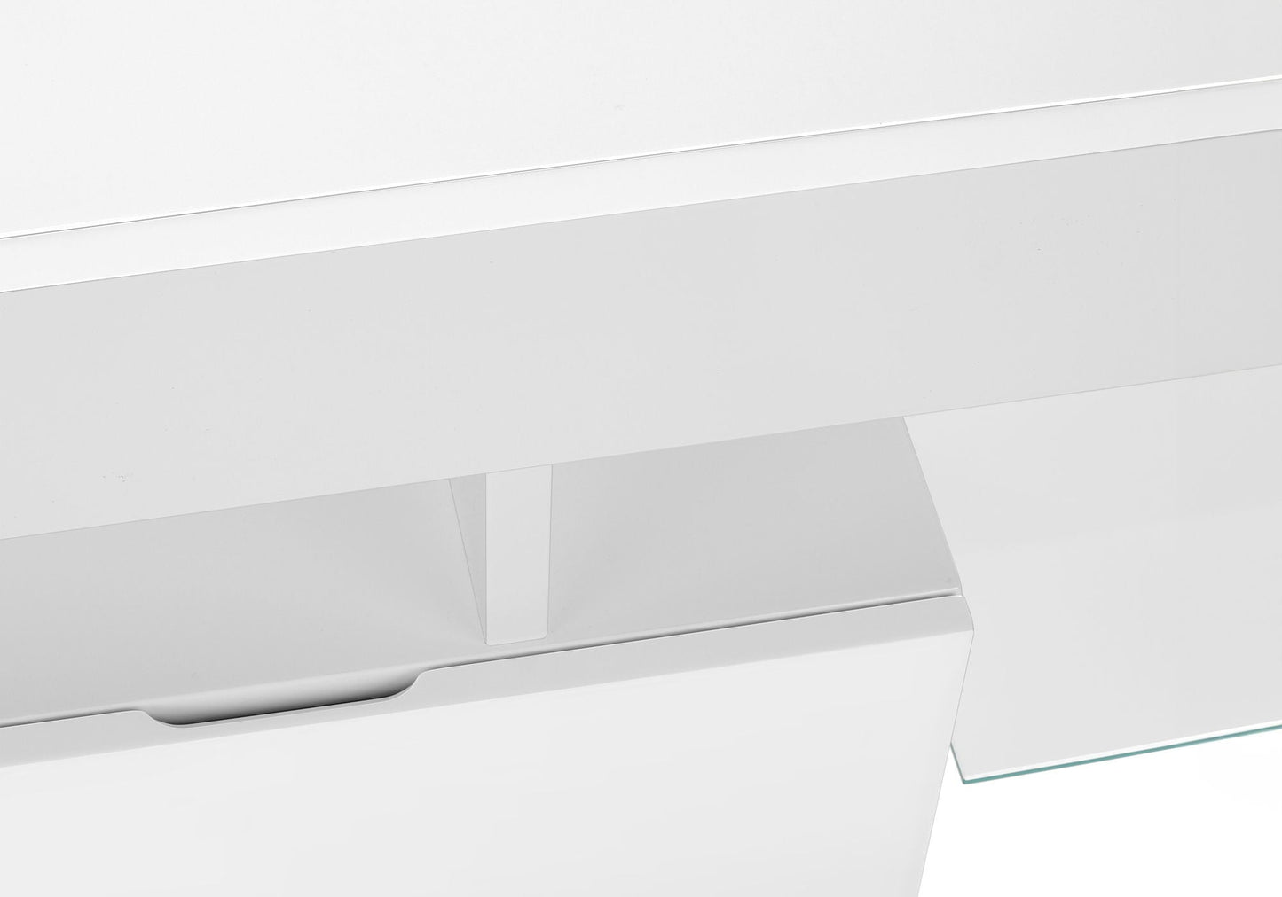 TV Stand, Console, Media Entertainment Center, Storage Cabinet, Glossy Contemporary & Modern - White