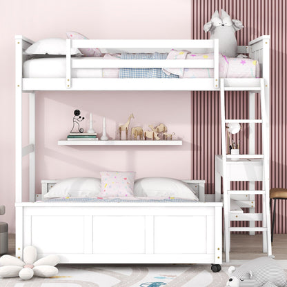 Full Over Full Bunk Bed With Desk