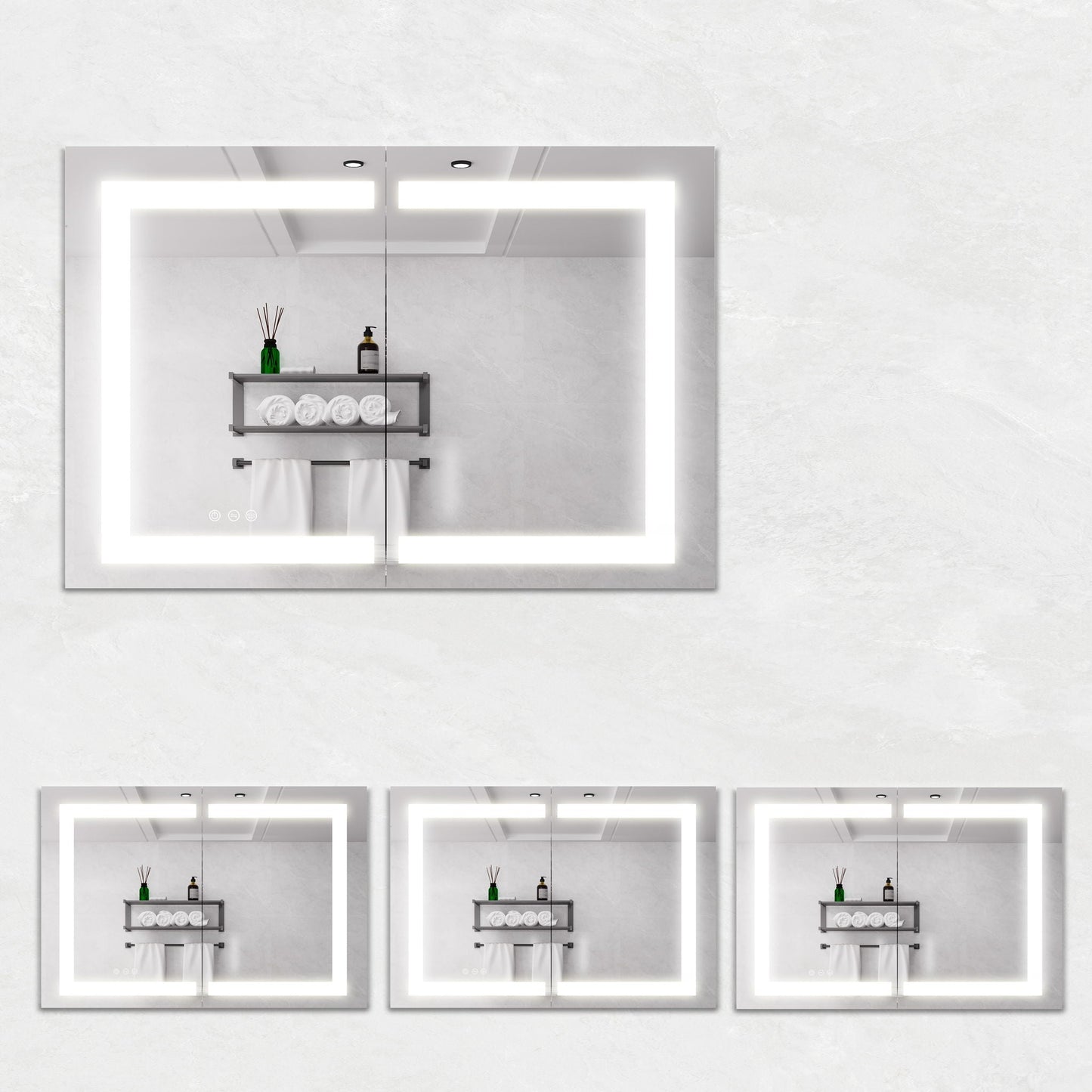 Medicine Cabinet With LED Vanity Mirror, Anti-Fog, Waterproof, Dimmable With Touch Switch