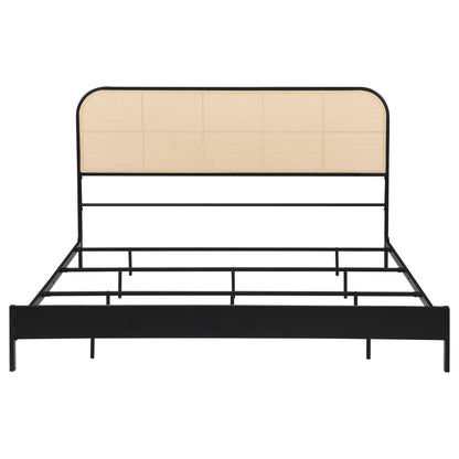 Amherst Radio Weave Rattan Metal Eastern King Bed Black