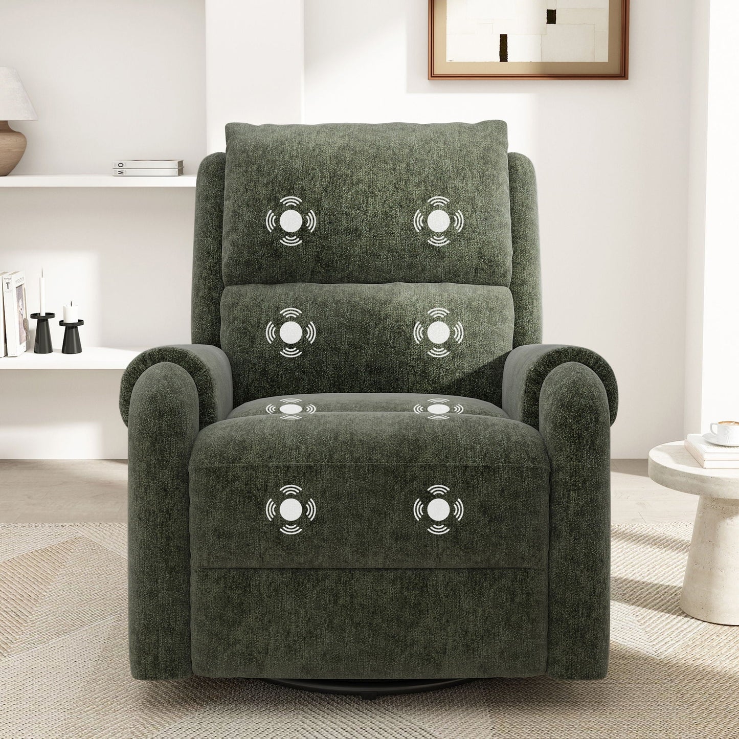 Manual Recliner Massage Chair With Swivel Rocker, 8 Massage Modes, Side Storage Pocket