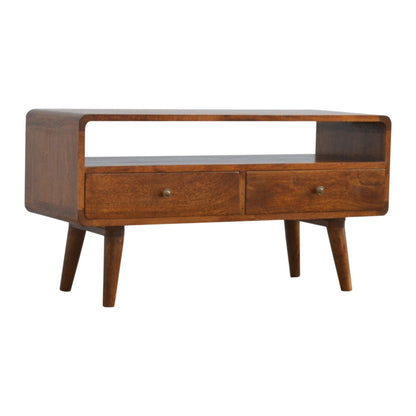 Solid Wood Curved Media Unit
