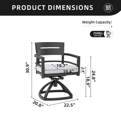 Outdoor Patio Swivel Rocker With Outdoor Grade Sunbrella Fabric Cushions (Set of 2) - Ember Black