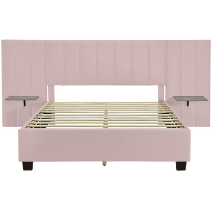 Upholstered Platform Bed With Big Headboard