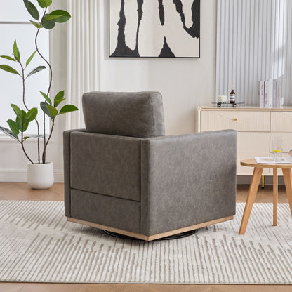 Modern Upholstered Square Swivel Accent Chair With 360 Degree Rotation
