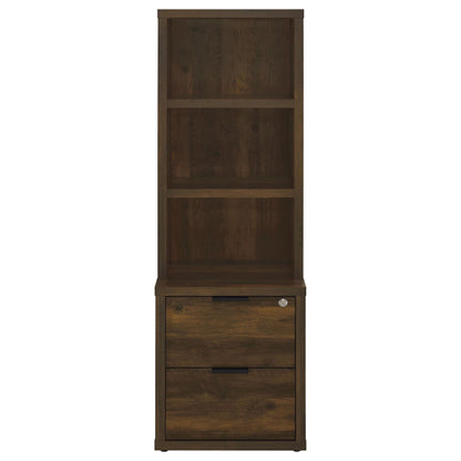 Westpark 3-shelf Bookcase USB and Lockable Drawer Dark Pine