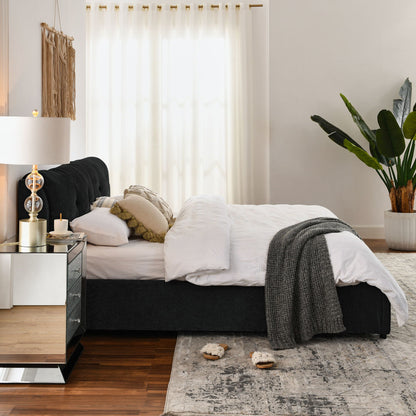Storage Upholstered Hydraulic Platform Bed With Integrated Headboard