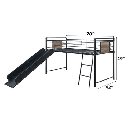 Cordelia - Twin Loft Bed With Slide - Antique Oak, Sandy Black & Dark Bronze Hand-Brushed
