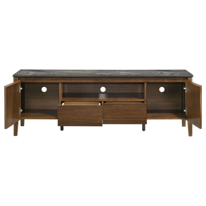 Bradley 63-inch 2-Door SmartTop TV Stand Smokey Grey and Brown