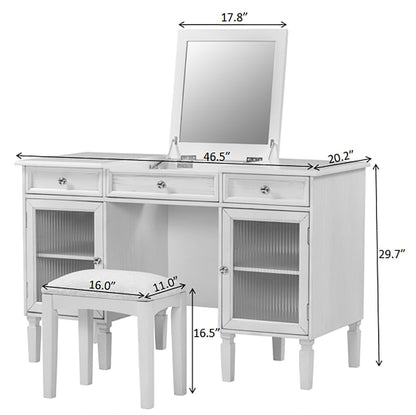 Multi Functional 2 In 1 Vanity Desk With Flip Top Mirror Material - White Oak
