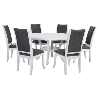 Judd 7-piece 54-inch Round Wood Dining Table Set Pearl White