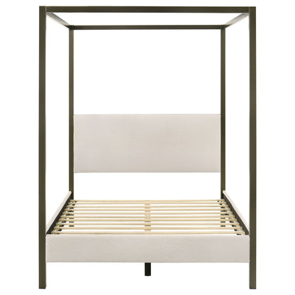 Monroe Upholstered Queen Canopy Bed Vanilla