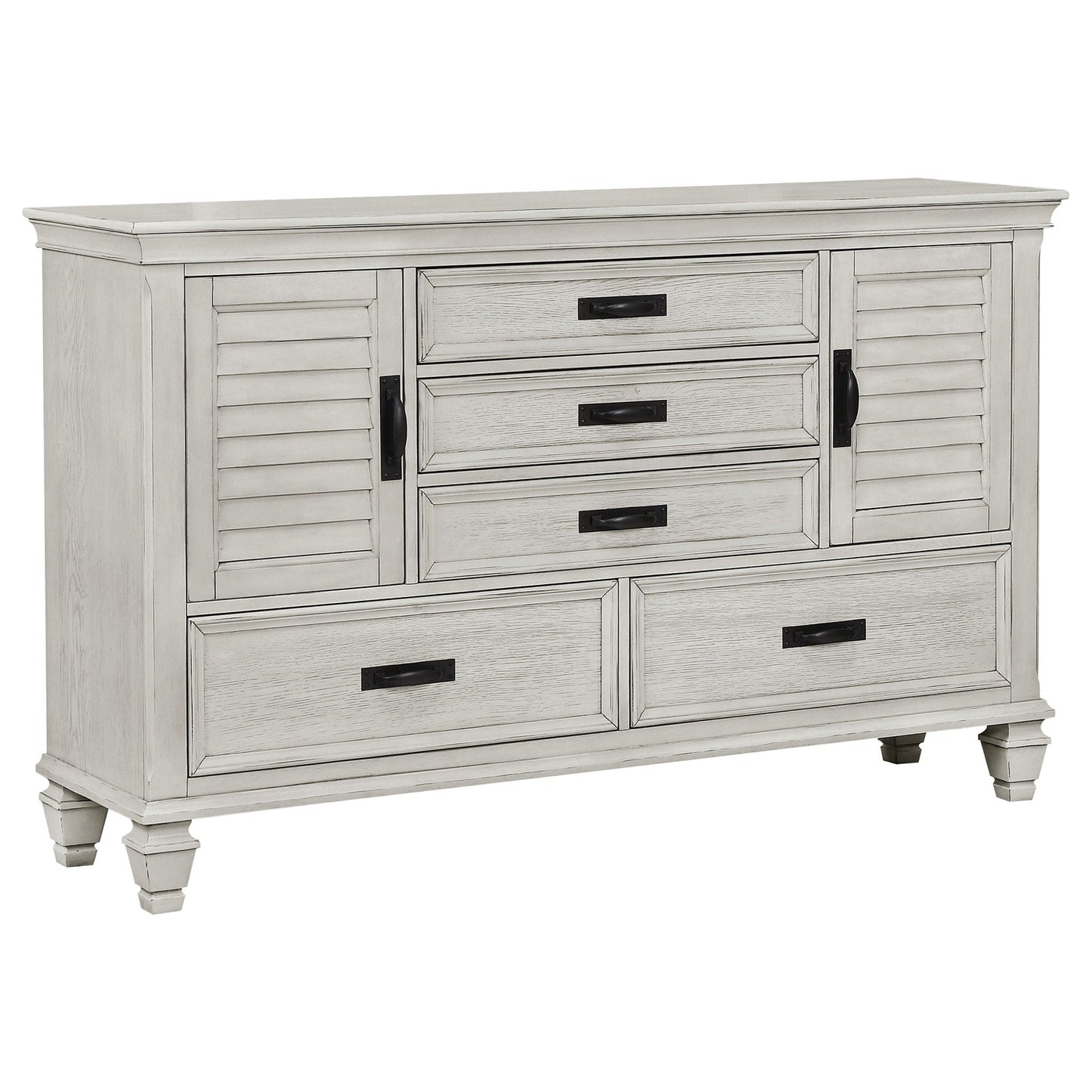 Franco 5-piece Queen Bedroom Set Distressed White