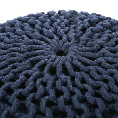 Bordeaux - Knitted Round Pouf Ottoman, Floor Cushion