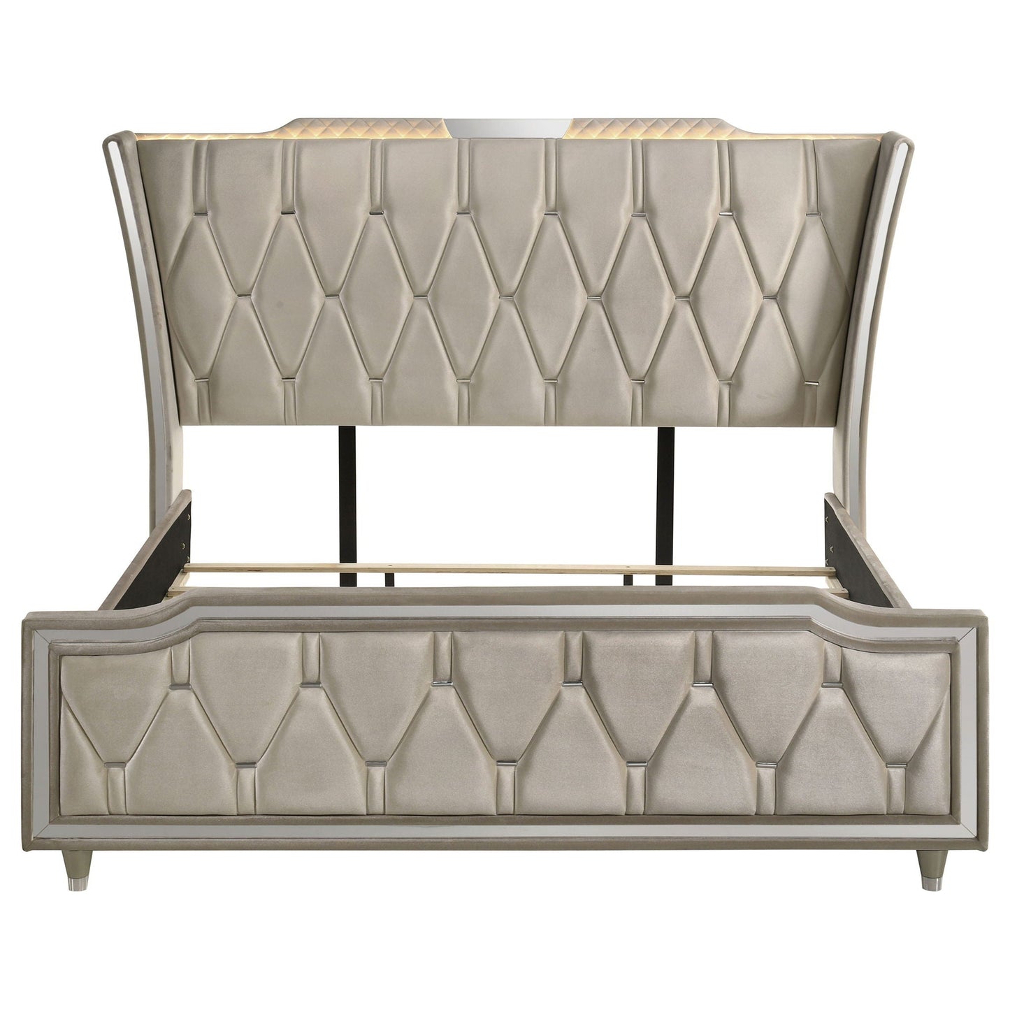 Lorient Eastern King LED Upholstered Bed Ivory and Camel