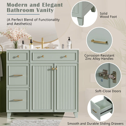 Bathroom Vanity With Sink, Soft Close Doors, Adjustable Shelves