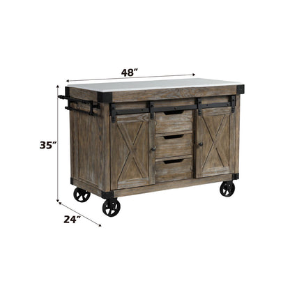Alforvott - Kitchen Island - Marble Top & Weathered Gray