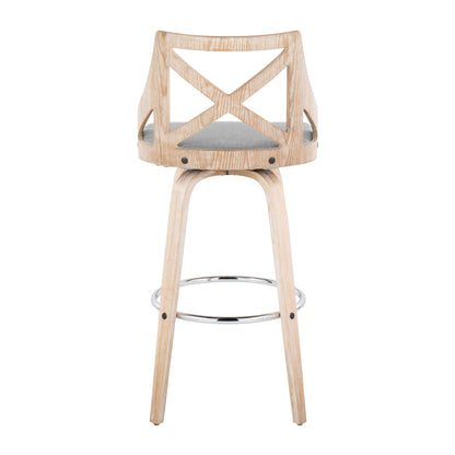 Charlotte - Farmhouse Fixed Height Bar Stool With Swivel And Round Footrest (Set of 2)