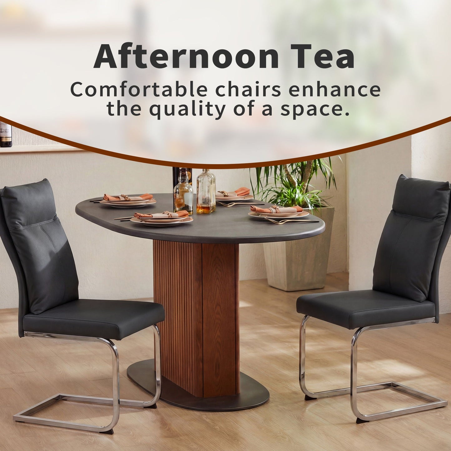 Modern Dining Chair SetWith Soft Cushion Backrest (2 Pieces)